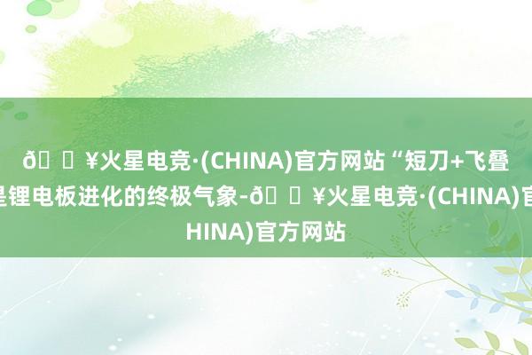 🔥火星电竞·(CHINA)官方网站“短刀+飞叠”将会是锂电板进化的终极气象-🔥火星电竞·(CHINA)官方网站